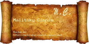 Malitsky Cinnia névjegykártya